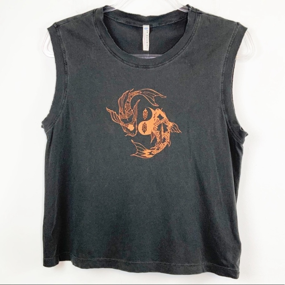 NWT Free People Don’t Be Koi Black & Orange Tee - Picture 4 of 15